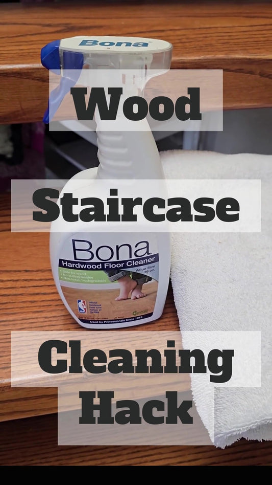Quick wood stairwell cleaning hack with Bona by Madison Cool Reviews