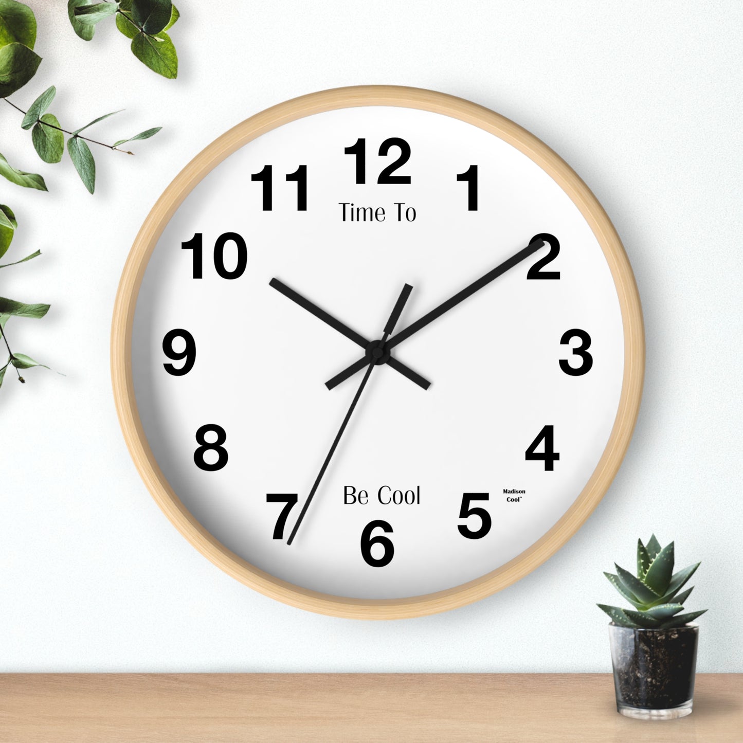 Time to Be Cool Graphic Design Wall Clock by Madison Cool