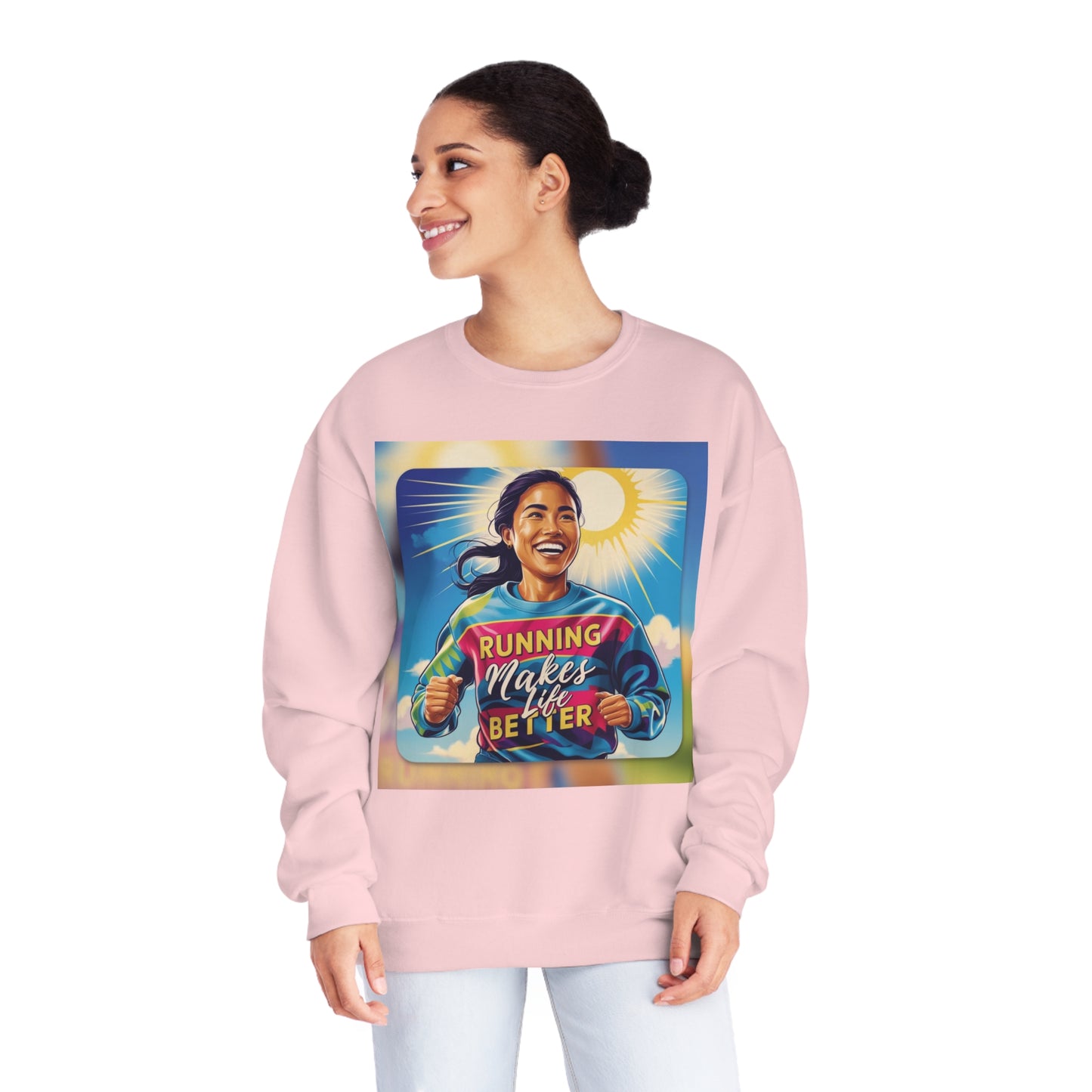 Madison Cool Running Makes Life Better Graphic Print Fun NuBlend Fabric Performance Sweatshirt