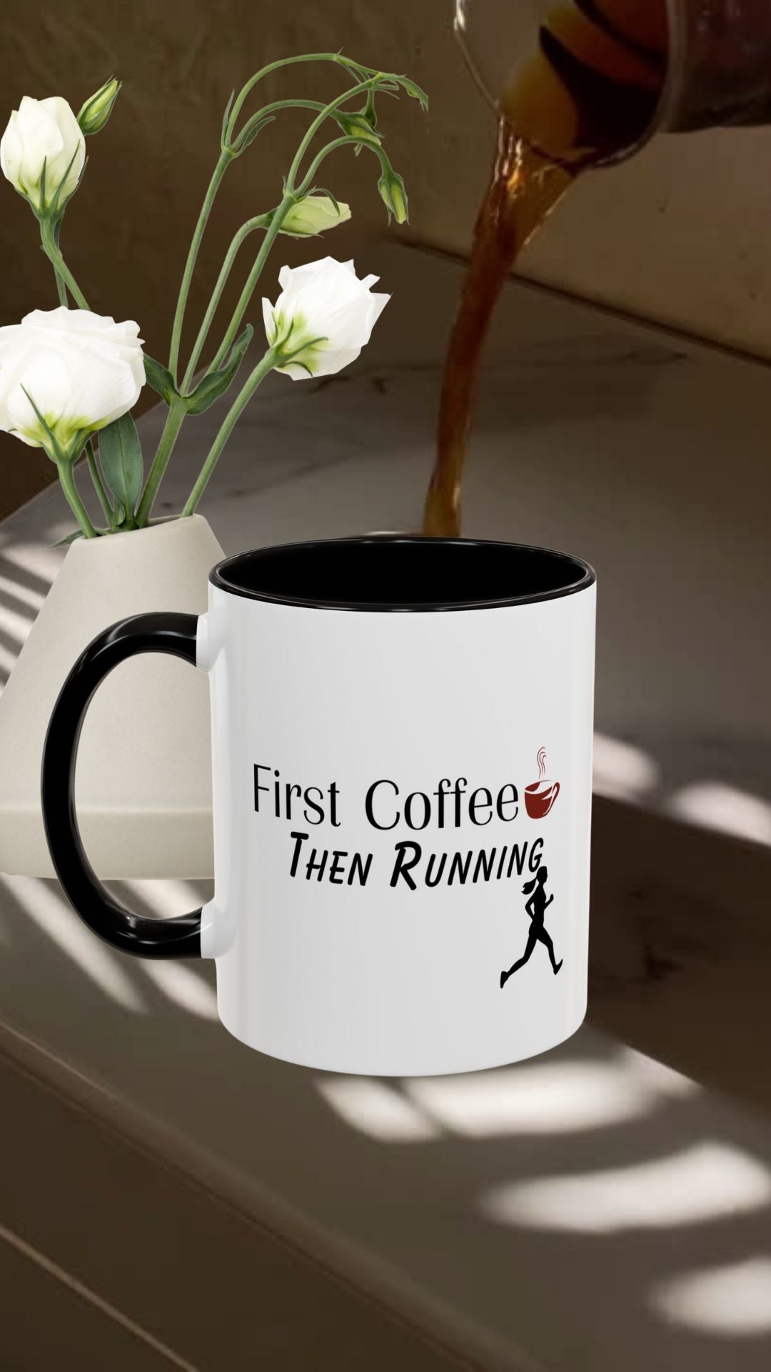 First Coffee Then Running Coffee Mug by Madison Cool