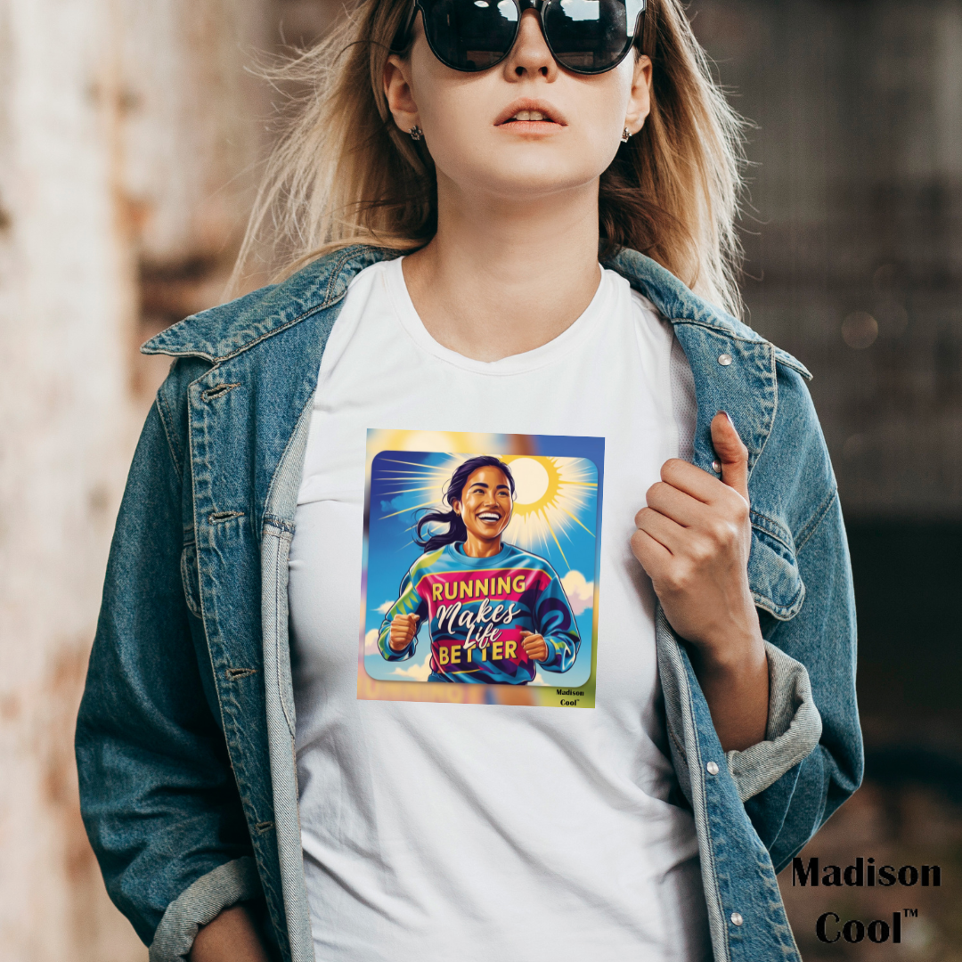 Running and Jogging Lover Cute Graphic Activewear Sportwear Womans T Shirt designed by Madison Cool