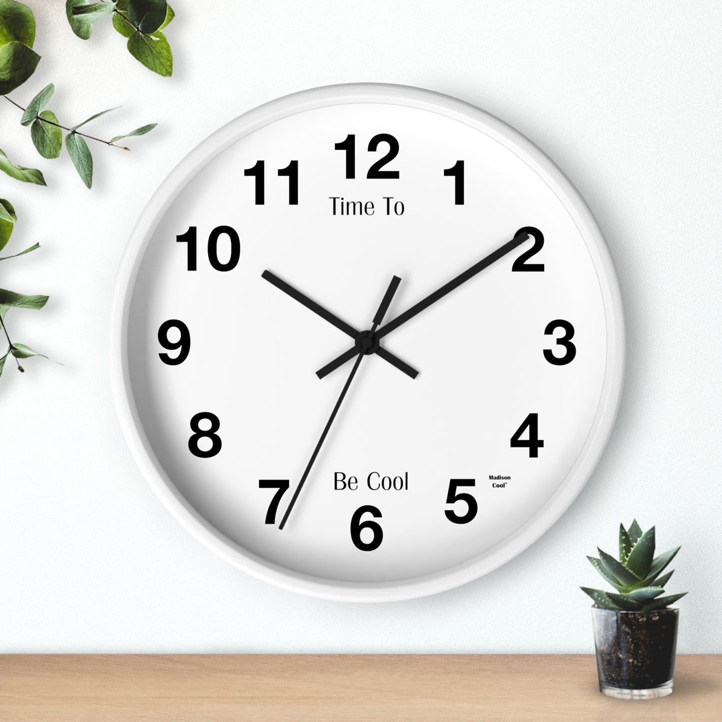 Time to Be Cool Graphic Design Wall Clock by Madison Cool