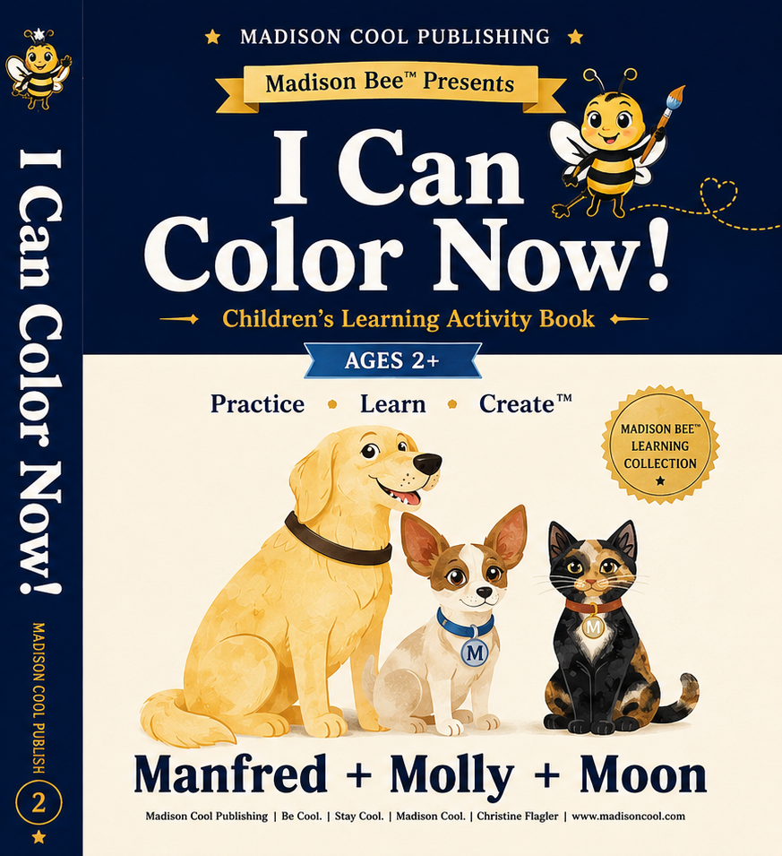 I can color now activity and coloring book by Madison Cool where children learn more than coloring and they learn how to express themselves creatively